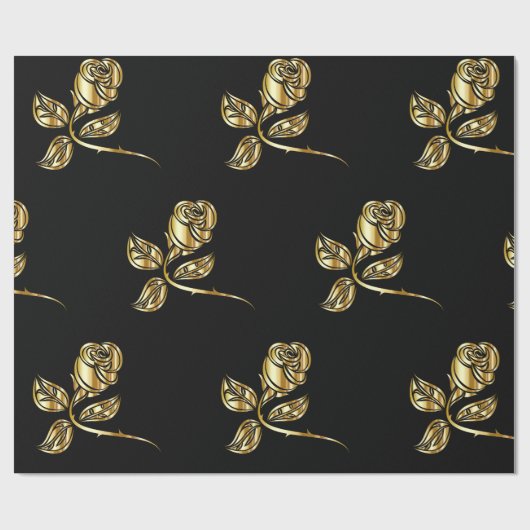 Golden Rozen Pattern Cadeaupapier (Vlak)