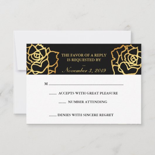 Golden Rozen RSVP - Zwart Kaartje (Voorkant)