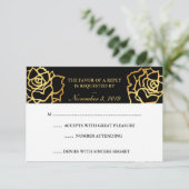 Golden Rozen RSVP - Zwart Kaartje (Staand voorkant)