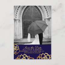 Golden Rozen Save the Date - Blauw