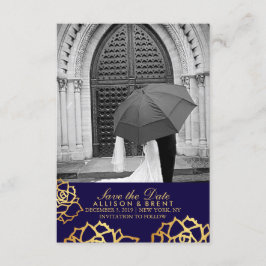 Golden Rozen Save the Date - Blauw