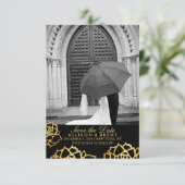 Golden Rozen Save the Date - Zwart (Staand voorkant)