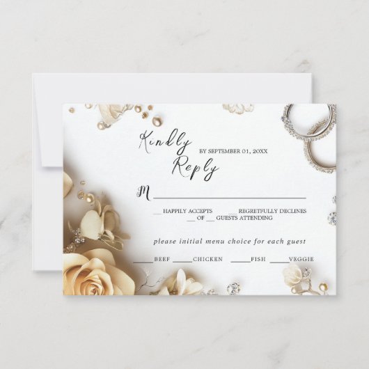 Golden Rozen Spring Wedding Response Kaart (Voorkant)