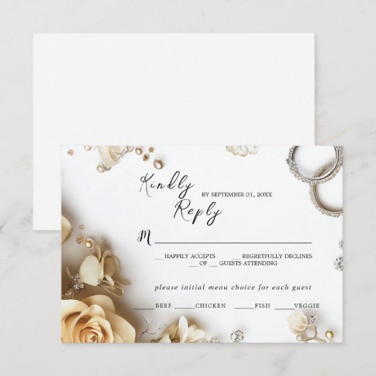 Golden Rozen Spring Wedding Response Kaart (Voorkant / Achterkant)