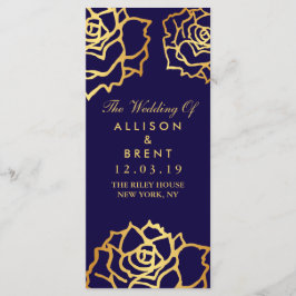Golden Rozen Trouwprogramma - Blauw Programmakaart