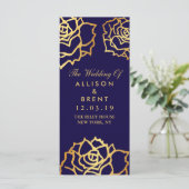 Golden Rozen Trouwprogramma - Blauw Programmakaart (Staand voorkant)