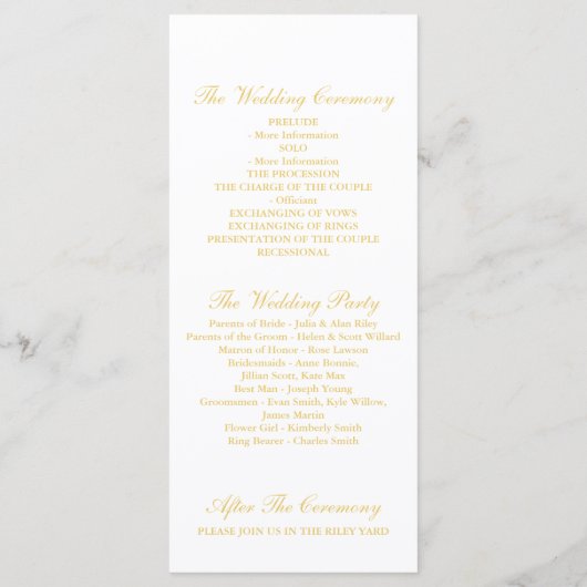 Golden Rozen Trouwprogramma - Wit Programmakaart (Achterkant)