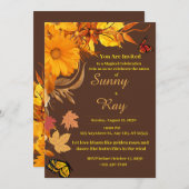 Golden Rozen & vlinders bruiloft Kaart (Voorkant / Achterkant)