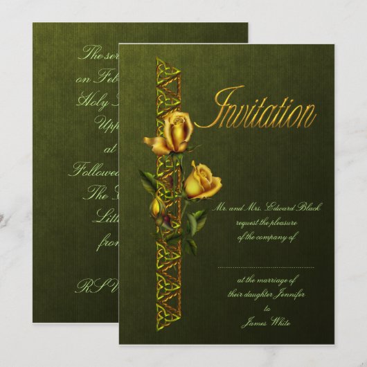 Golden Rozen Wedding Suite Kaart (Voorkant / Achterkant)