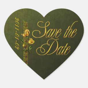 Golden Rozen Wedding Suite Opslaan van de datum Hart Sticker