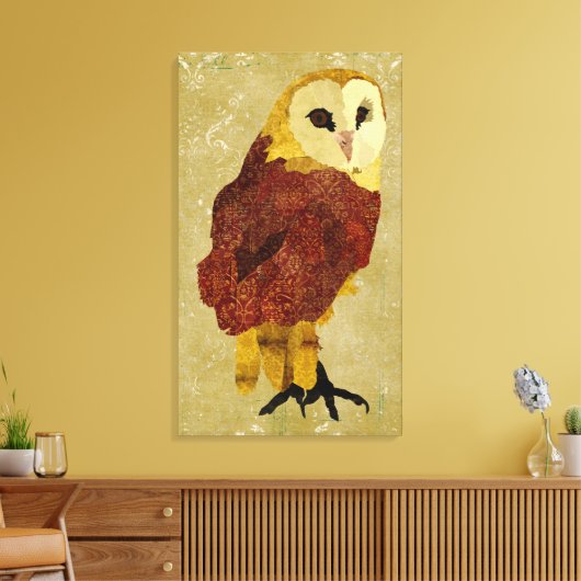 Golden Ruby Uil Canvas Afdruk (Insitu (Woonkamer))
