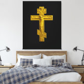 Golden Russisch orthodoxe kruis Canvas Afdruk (Insitu (Slaapkamer))