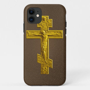 Golden Russisch orthodoxe kruis iPhone 11 Hoesje