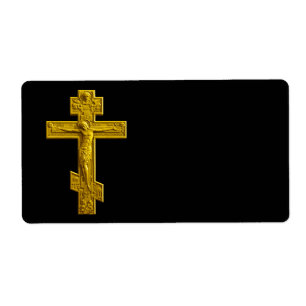 Golden Russisch orthodoxe kruis Etiket