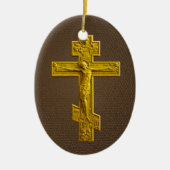 Golden Russisch orthodoxe kruis Keramisch Ornament (Voorkant)