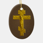 Golden Russisch orthodoxe kruis Keramisch Ornament (Achterkant)