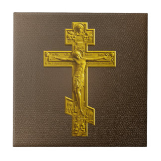Golden Russisch orthodoxe kruis Tegeltje