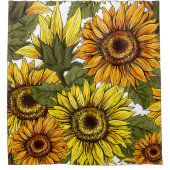 Golden Rustic Country Sunflower Garden Douchegordijn (Voorkant)
