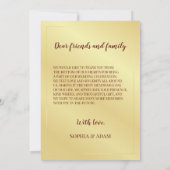 Golden Rustic Floral Dank u bruiloft Kaart (Achterkant)