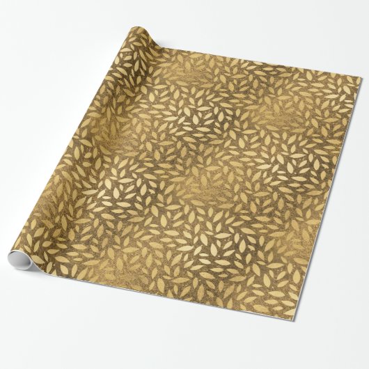 Golden Rustic Luxury bladeren Cadeaupapier (Uitgerold)