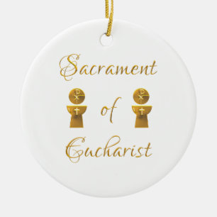 Golden Sacrament van de Eucharistische Gastheer en Keramisch Ornament