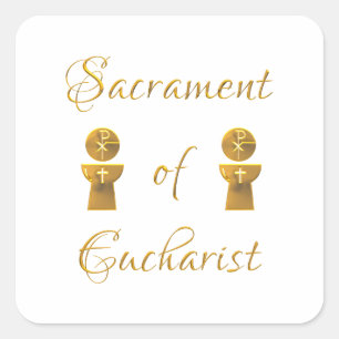 Golden Sacrament van de Eucharistische Gastheer en Vierkante Sticker