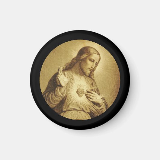 Golden Sacred Heart met Cross Magneet (Voorkant)