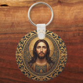 Golden Sacred Icon - Jesus Sleutelhanger (Voorkant)