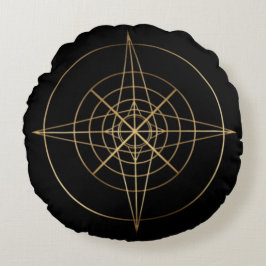 Golden Sacred Solar Circle Pillow Rond Kussen