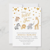 Golden Safari Baby shower Theme Uitnodiging (Voorkant)