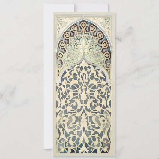 Golden Sage Elegantie Islamitische Boog Bruiloft Kaart (Achterkant)