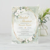 Golden Sage Wit Bloemen Elegant Vrijgezellenfeest Kaart (Staand voorkant)