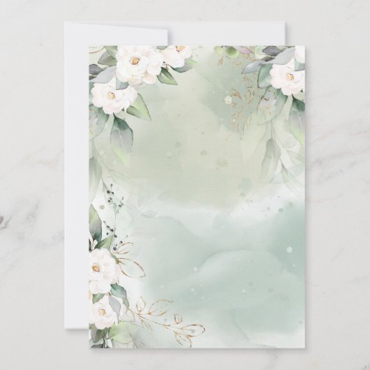 Golden Sage Wit Bloemen Elegant Vrijgezellenfeest Kaart (Achterkant)