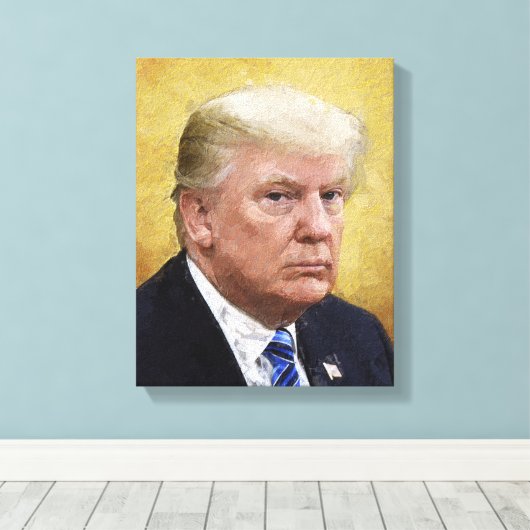 Golden Saint Trump Oil Painting Portrait Canvas Afdruk (Insitu (Houten vloer))