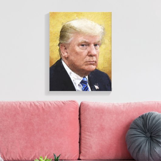 Golden Saint Trump Oil Painting Portrait Canvas Afdruk (Insitu (Woonkamer))