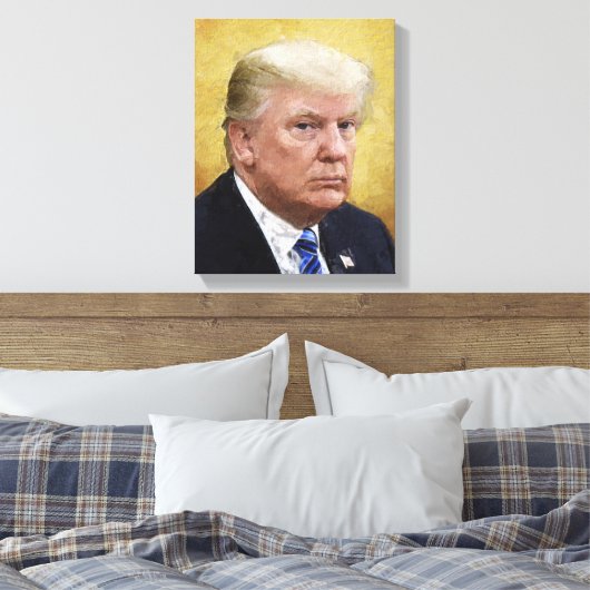 Golden Saint Trump Oil Painting Portrait Canvas Afdruk (Insitu (Slaapkamer))