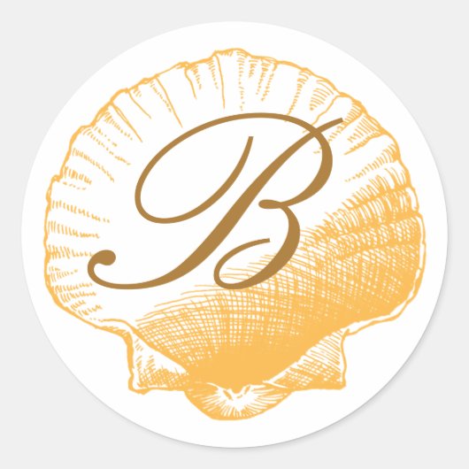 Golden Sand Monogrammed Zee Shell Sticker (Voorkant)