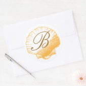 Golden Sand Monogrammed Zee Shell Sticker (Envelop)