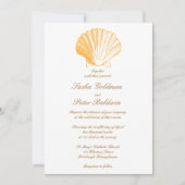 Golden Sand Sea Shells Weddenschap Kaart (Voorkant)