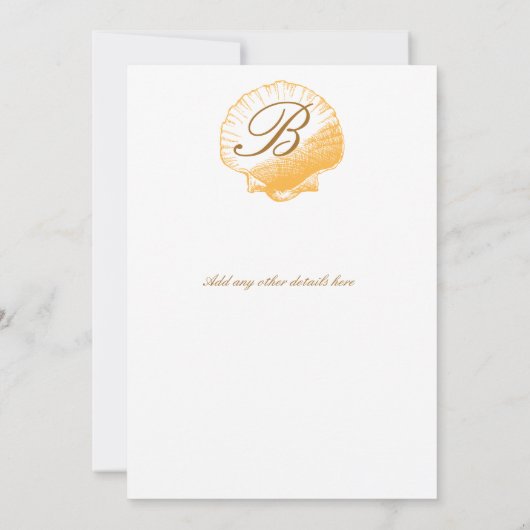 Golden Sand Sea Shells Weddenschap Kaart (Achterkant)