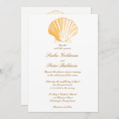 Golden Sand Sea Shells Weddenschap Kaart (Voorkant / Achterkant)