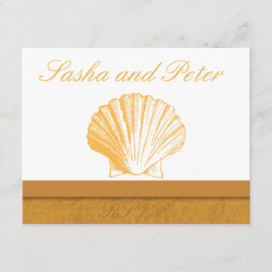 Golden Sand Shell Beach Wedding RSVP-kaarten RSVP Kaartje