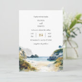 Golden Sand Tropical Palms Beach Cove Art Wedding Kaart (Staand voorkant)