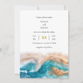 Golden Sand Turquoise Zee Waterverf Beach Wedding Kaart (Voorkant)