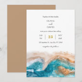 Golden Sand Turquoise Zee Waterverf Beach Wedding Kaart (Voorkant / Achterkant)