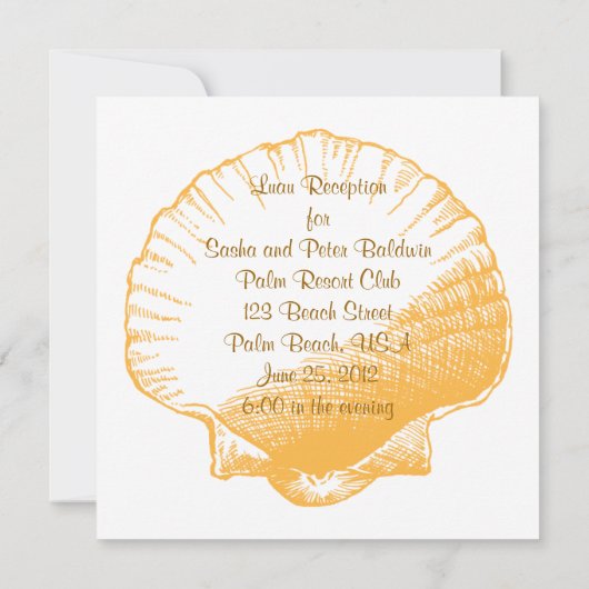 Golden Sand Zee Shell Luau Reception Invitation Kaart (Achterkant)
