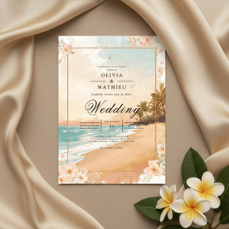 Golden Sands Tropical Beach Wedding Kaart