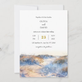 Golden Sandy Coastal Dunes Sunrise Beach Wedding Kaart