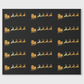 Golden Santa op zwart X-mas verpakkingspapier Cadeaupapier (Vlak)