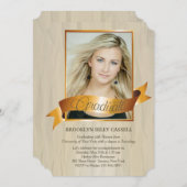 Golden Sash Foto Afstuderen Aankondiging/Uitnodige Kaart (Voorkant / Achterkant)